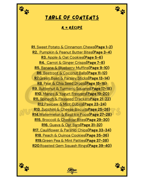 Paw Nutrition & Treats™ 20+ Vet-Approved Homemade Veggie & Fruit Treat Recipe E-Book (For Dogs)